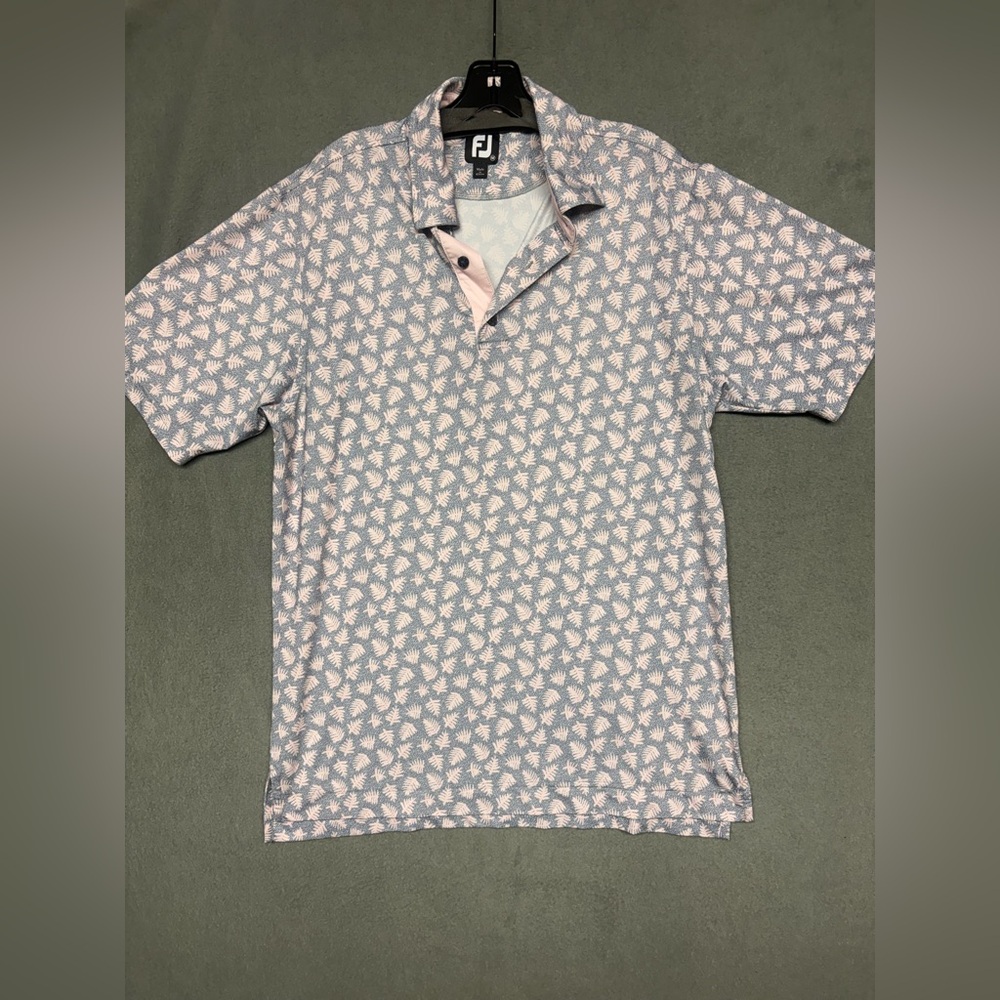 Footjoy Performance Lightweight Golf Polo Fern Leaf All Over Print Mens M